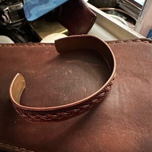 Braided Copper Cuff Bracelet Unisex Adjustable